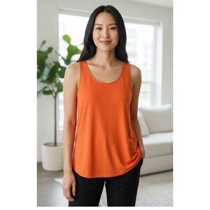 Eileen Fisher 100% Organic Cotton Tank Top Women's Size Medium Orange Minimalist